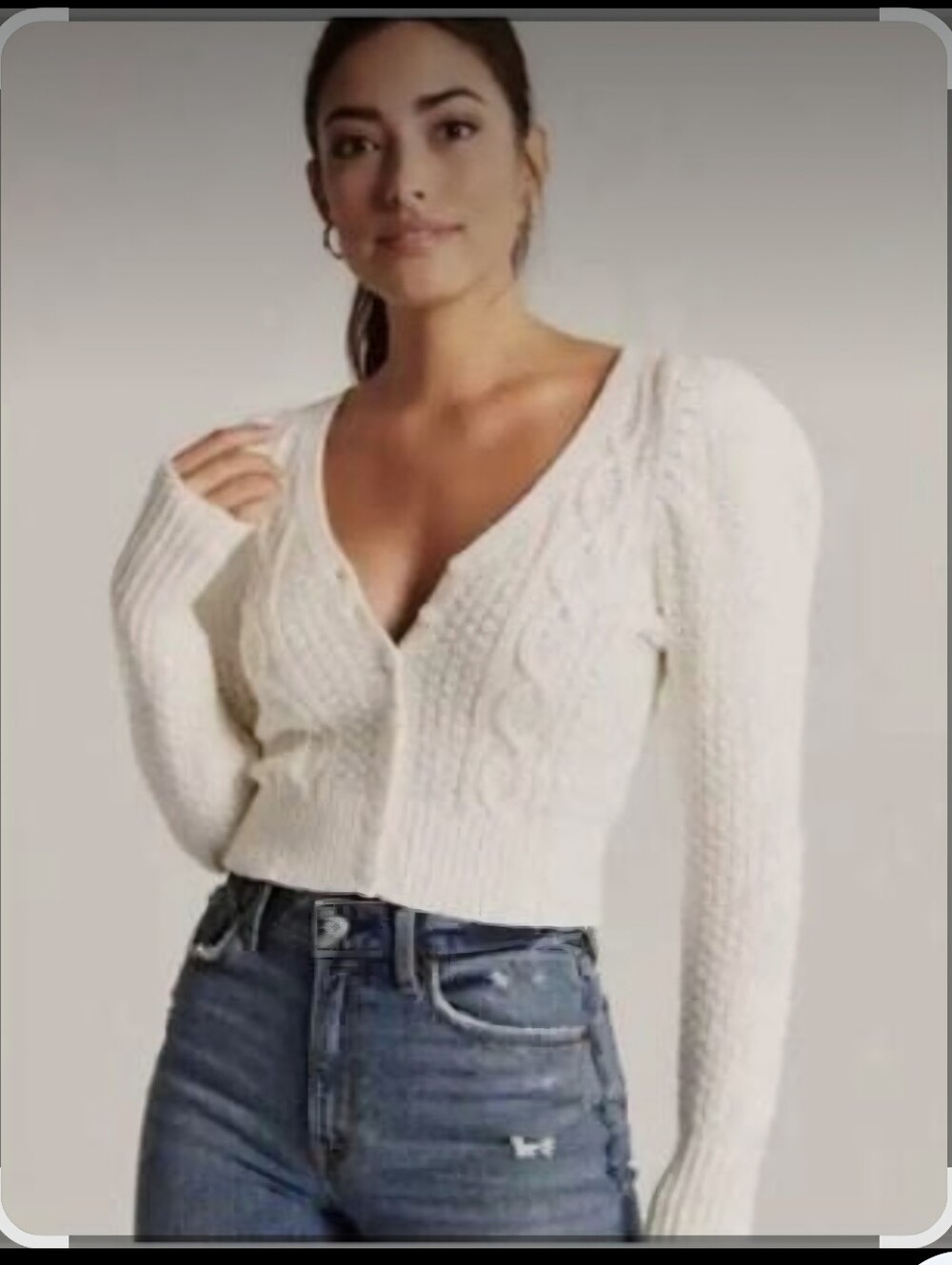 Abercrombie & Fitch Puffed Sleeve Cardigan